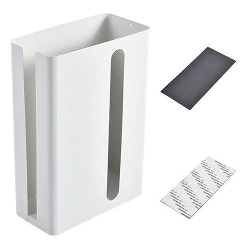 Magnetic Punching-Free Kitchen Tissue Paper Dispenser Carbon Steel Trash Bag Holder Storage Box - White - 1