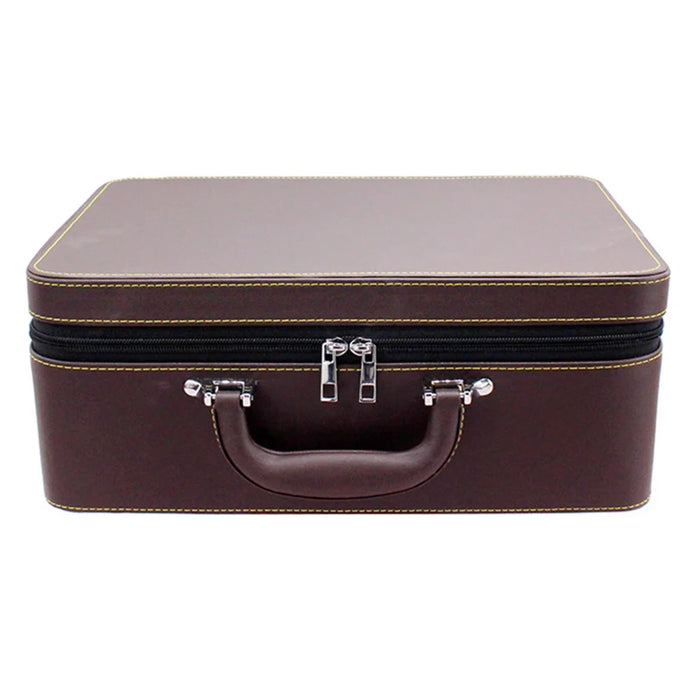 XSC-024 PU Leather Bracelet Storage Box 40 Slots Bangle Storage Case - Outer Coffee Inner Beige - 6