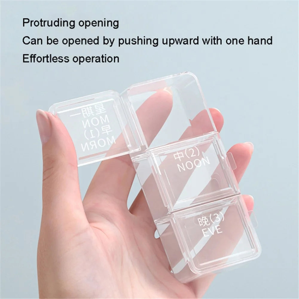 24 Grids Dual Layer Weekly Pill Box 7 Day 3 Times Portable Pill Box Organizer Dispenser (No FDA Certified, BPA-Free) - Navy Blue - 5