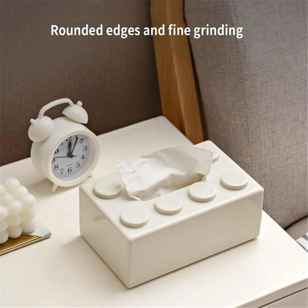 Creative Building Block Tissue Box Waterproof ABS Wall Mounted Paper Holder - Blue - 4