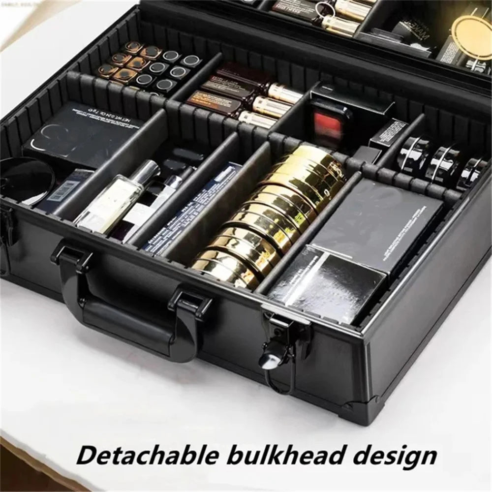 18-inch 6 LED Lights Travel Makeup Bag Mirror Cosmetic Organizer Case Rechargeable - 6
