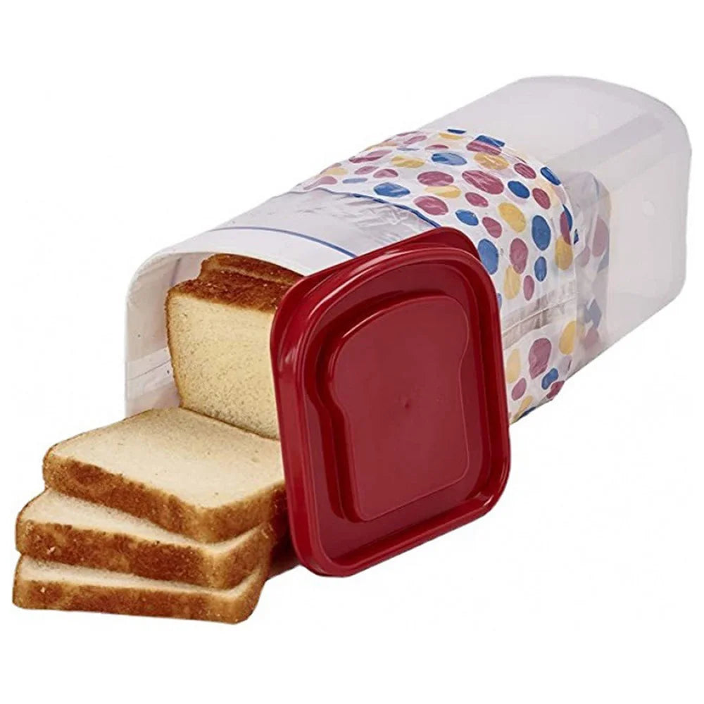 Bread Box with Lid Plastic Clear Toast Keeper Fridge Bread Storage Bin (BPA Free, No FDA) - Red - 1