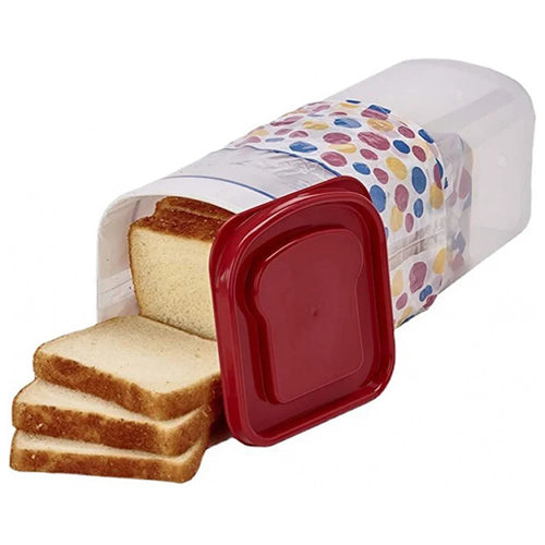 Bread Box with Lid Plastic Clear Toast Keeper Fridge Bread Storage Bin (BPA Free, No FDA) - Red - 1