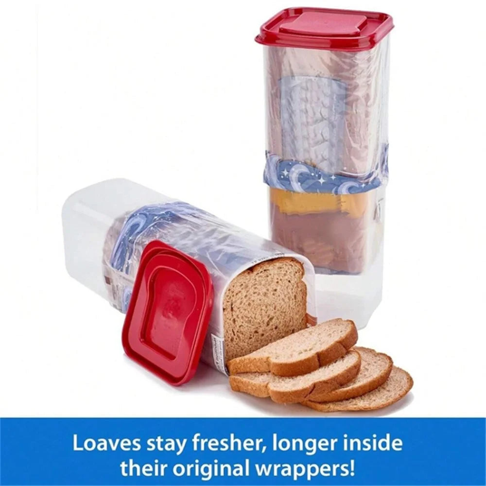 Bread Box with Lid Plastic Clear Toast Keeper Fridge Bread Storage Bin (BPA Free, No FDA) - Red - 2