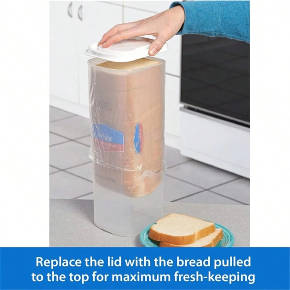 Bread Box with Lid Plastic Clear Toast Keeper Fridge Bread Storage Bin (BPA Free, No FDA) - Red - 3