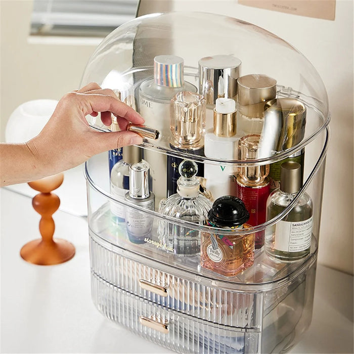 3026 Cosmetics PET Storage Box Dressing Table Dustproof Makeup Products Organizer - Transparent - 4