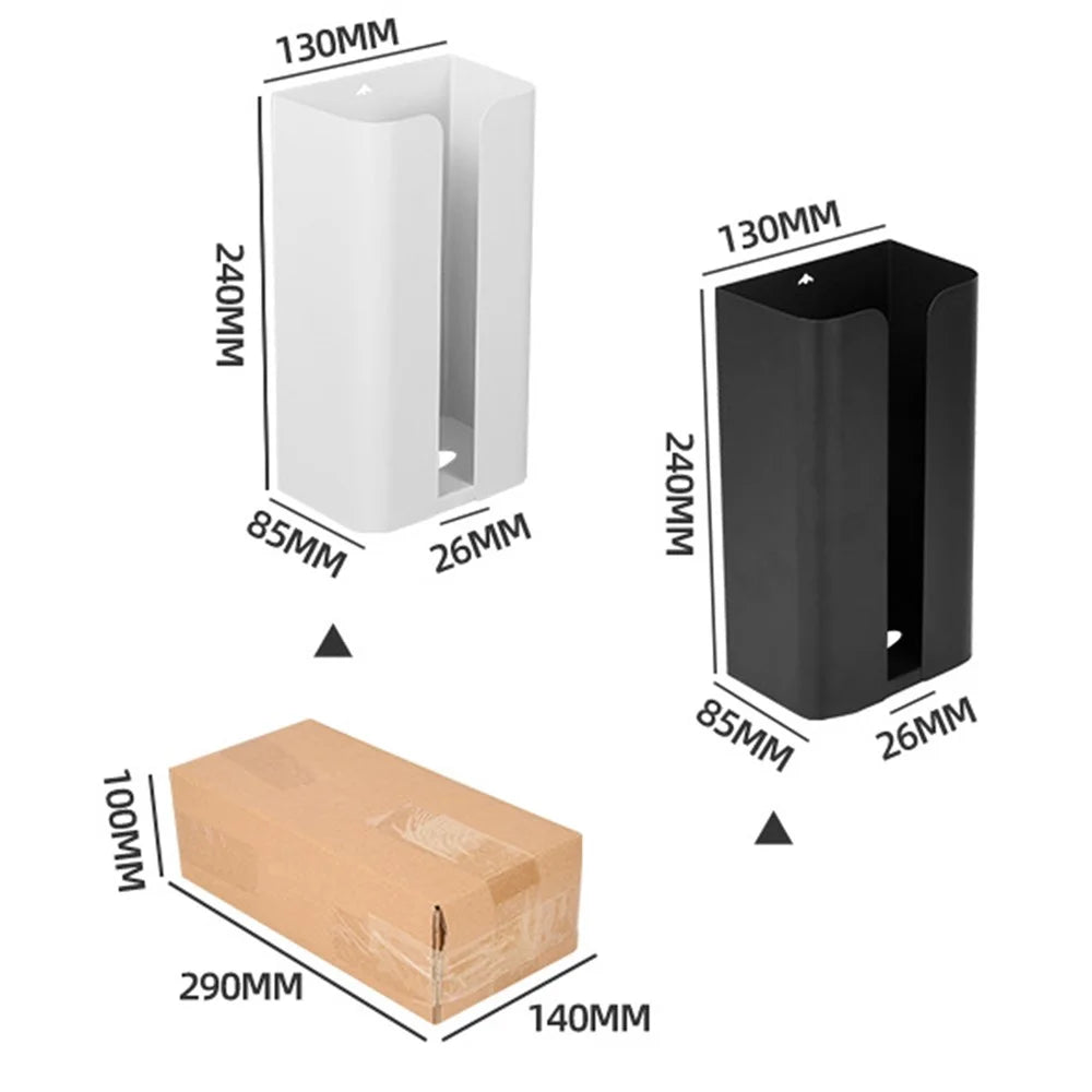 No Drilling Carbon Steel Storage Box Kitchen Tissue Paper Dispenser Holder - White / Bottom Opening - 7