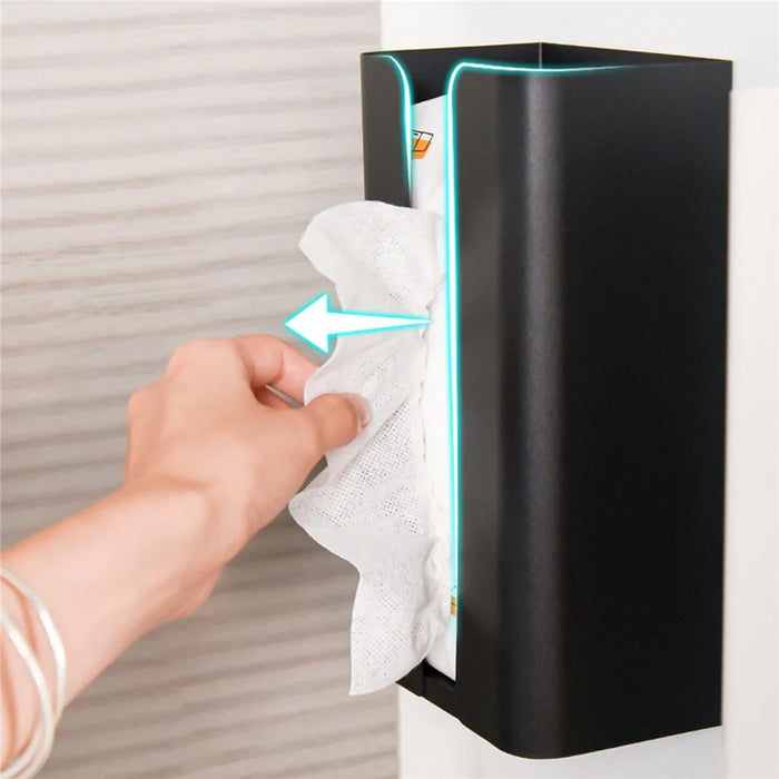 Kitchen Tissue Paper Dispenser Magnetic Carbon Steel Storage Box - White / Bottom Opening - 2
