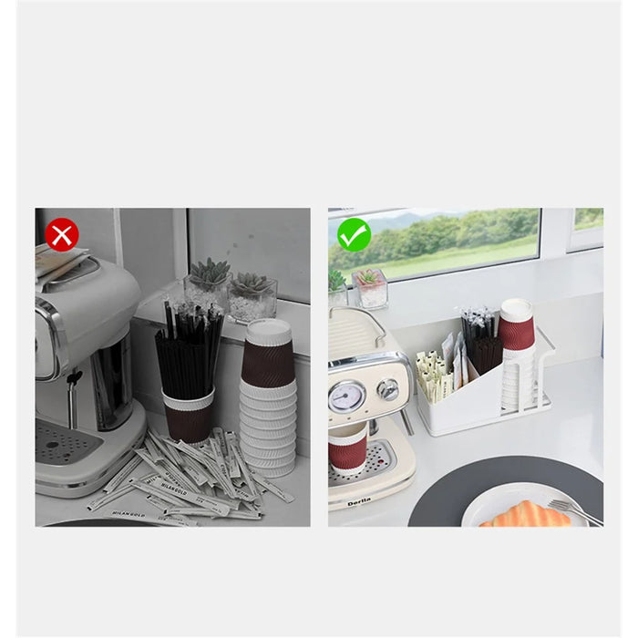 Disposable Cup Holder Carbon Steel Rack Desktop Shelf for Coffee Paper Cup - Black - 2