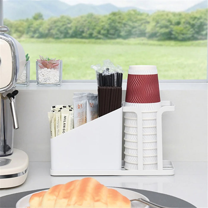 Disposable Cup Holder Carbon Steel Rack Desktop Shelf for Coffee Paper Cup - Black - 3
