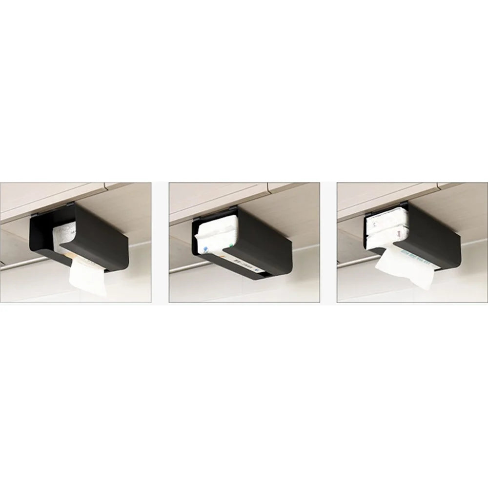 Cabinet Door Hanging Tissue Dispenser Box Carbon Steel Tissue Paper Storage Rack - White with Bottom Opening - 2