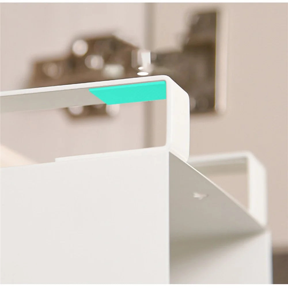 Cabinet Door Hanging Tissue Dispenser Box Carbon Steel Tissue Paper Storage Rack - White with Bottom Opening - 4