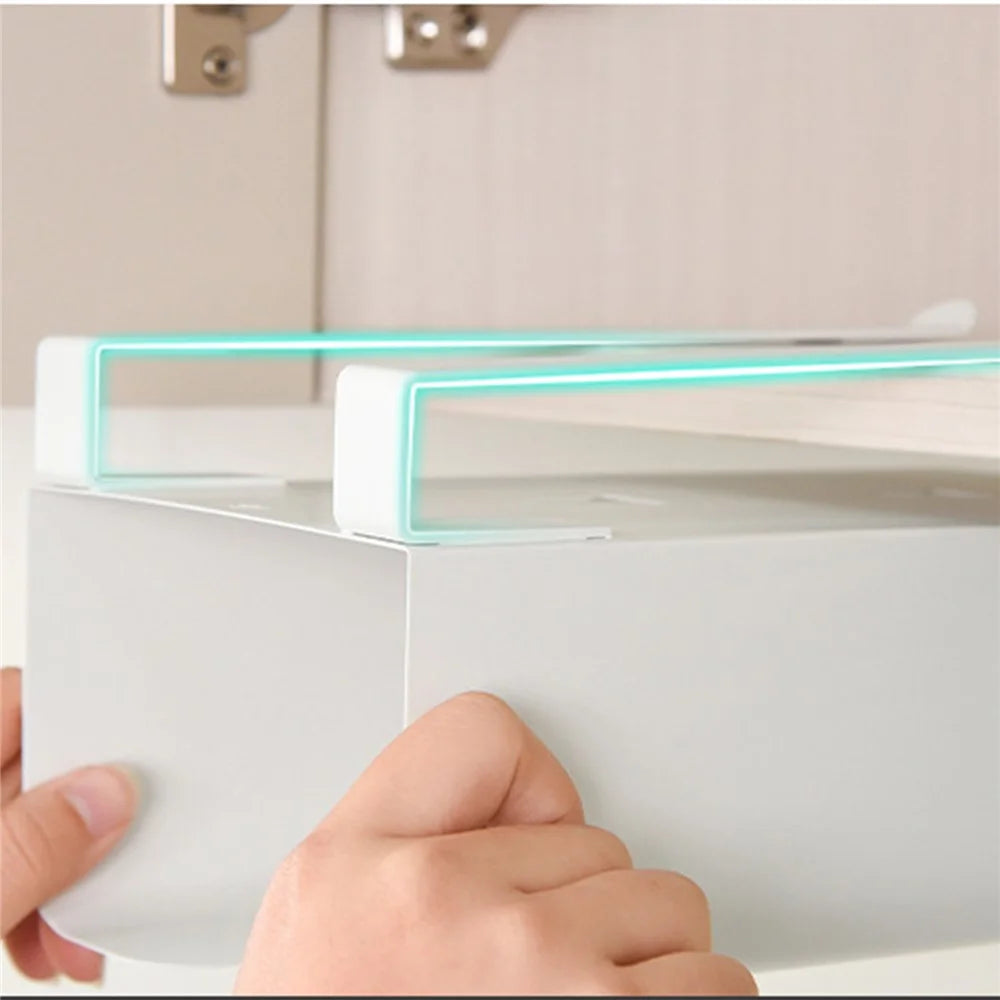 Cabinet Door Hanging Tissue Dispenser Box Carbon Steel Tissue Paper Storage Rack - White with Bottom Opening - 5