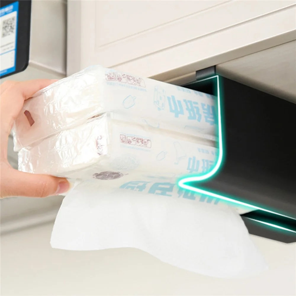 Cabinet Door Hanging Tissue Dispenser Box Carbon Steel Tissue Paper Storage Rack - White with Bottom Opening - 6