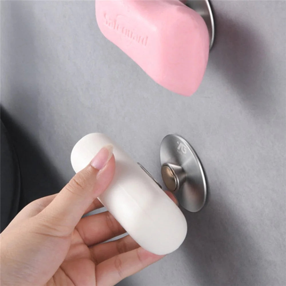 Adhesive Wall-Mounted Soap Rack Stainless Steel Magnetic Bathroom Soap Holder - Adhesive Tape Type - 2
