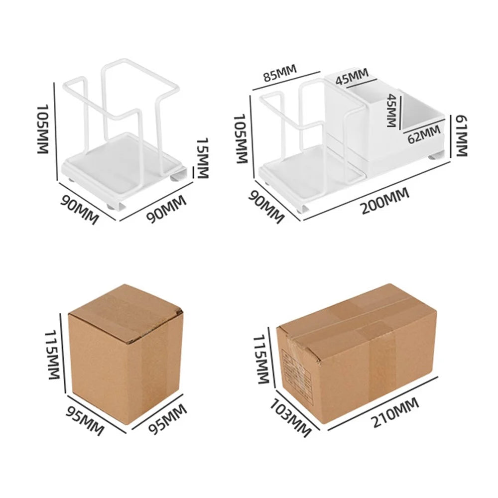 Titanium Steel+PP Desktop Disposable Paper Cup Storage Rack with Coffee Tea Bag Storage Box - 7