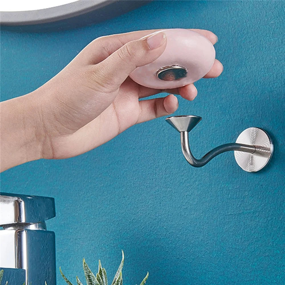 Punch-free Bathroom Wall-Mounted Soap Rack Stainless Steel Magnetic Soap Holder - Adhesive Tape Type - 4