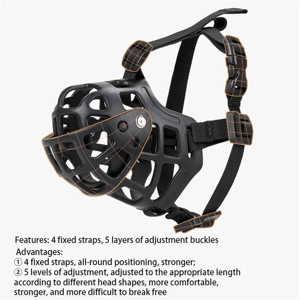 Dog Anti-bite Silicone Muzzle Pet Gift Mouth Cover Anti-barking Tool, Size S - Black - 3