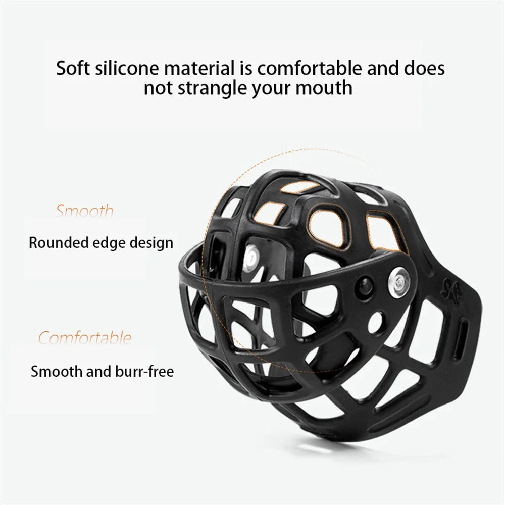 Dog Anti-bite Silicone Muzzle Pet Gift Mouth Cover Anti-barking Tool, Size S - Black - 7