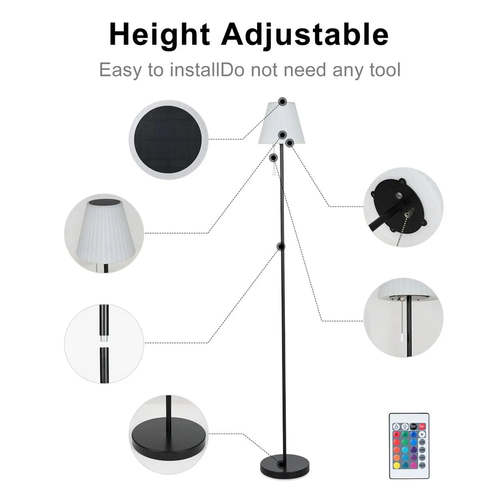 SYD-02 Solar Floor Lamp Height Adjustable RGB Color LED Bar Table Light (CE, UKCA, FCC) - 4