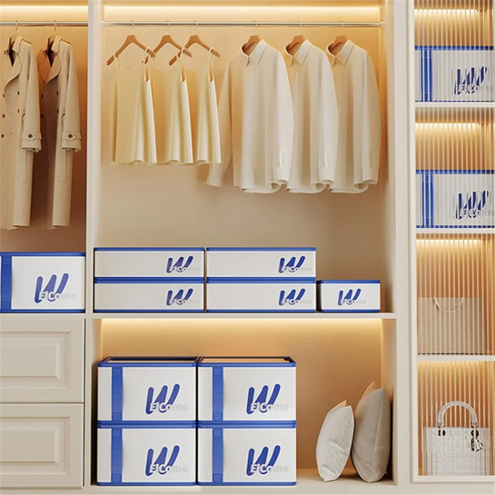 Large 9 Compartments PE+PP Wardrobe Clothes Organizer Moisture-proof Pants Storage Box - White - 3