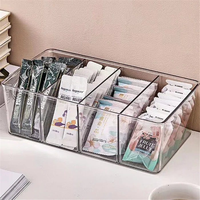 TY-0924 Clear PET Tea Bag Organizer Divided Storage Container Bin for Kitchen Cabinet, Countertop, Pantry - 2