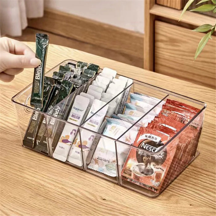 TY-0924 Clear PET Tea Bag Organizer Divided Storage Container Bin for Kitchen Cabinet, Countertop, Pantry - 3