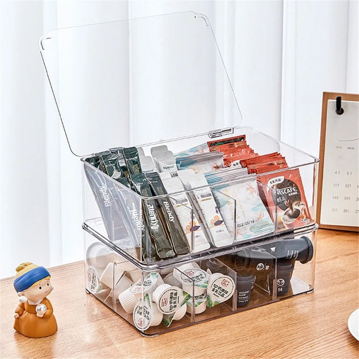 TY-0925 Flip Top Coffee Tea Bag Storage Box Transparent PET Organizer Container - 2
