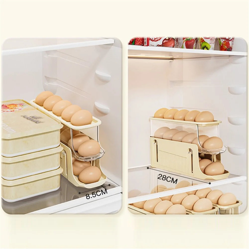 TY-29010 Auto Rolling Design Refrigerator Egg Holder 3-Layer 17 Eggs Container Storage Box (BPA-Free, No FDA) - Yellow - 2