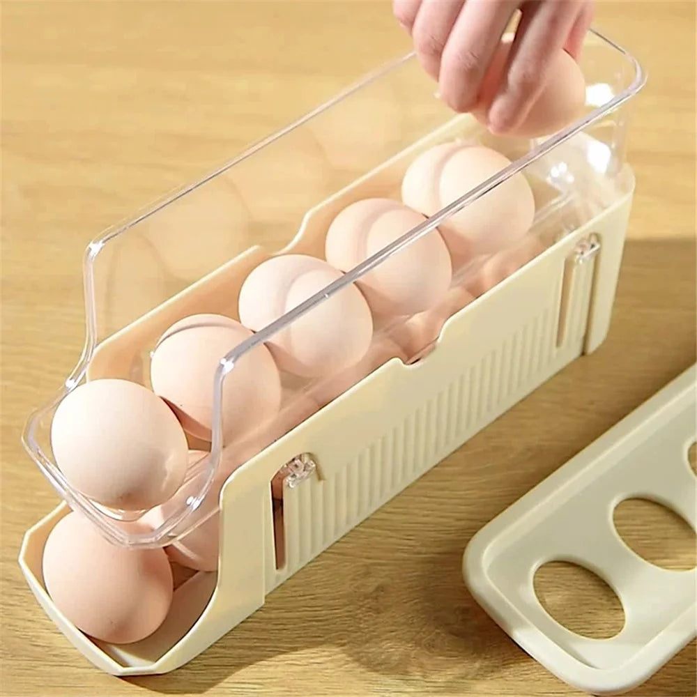 TY-29010 Auto Rolling Design Refrigerator Egg Holder 3-Layer 17 Eggs Container Storage Box (BPA-Free, No FDA) - Yellow - 4