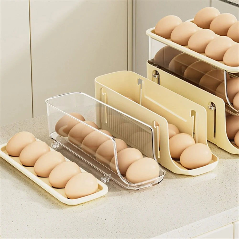 TY-29010 Auto Rolling Design Refrigerator Egg Holder 3-Layer 17 Eggs Container Storage Box (BPA-Free, No FDA) - Yellow - 5