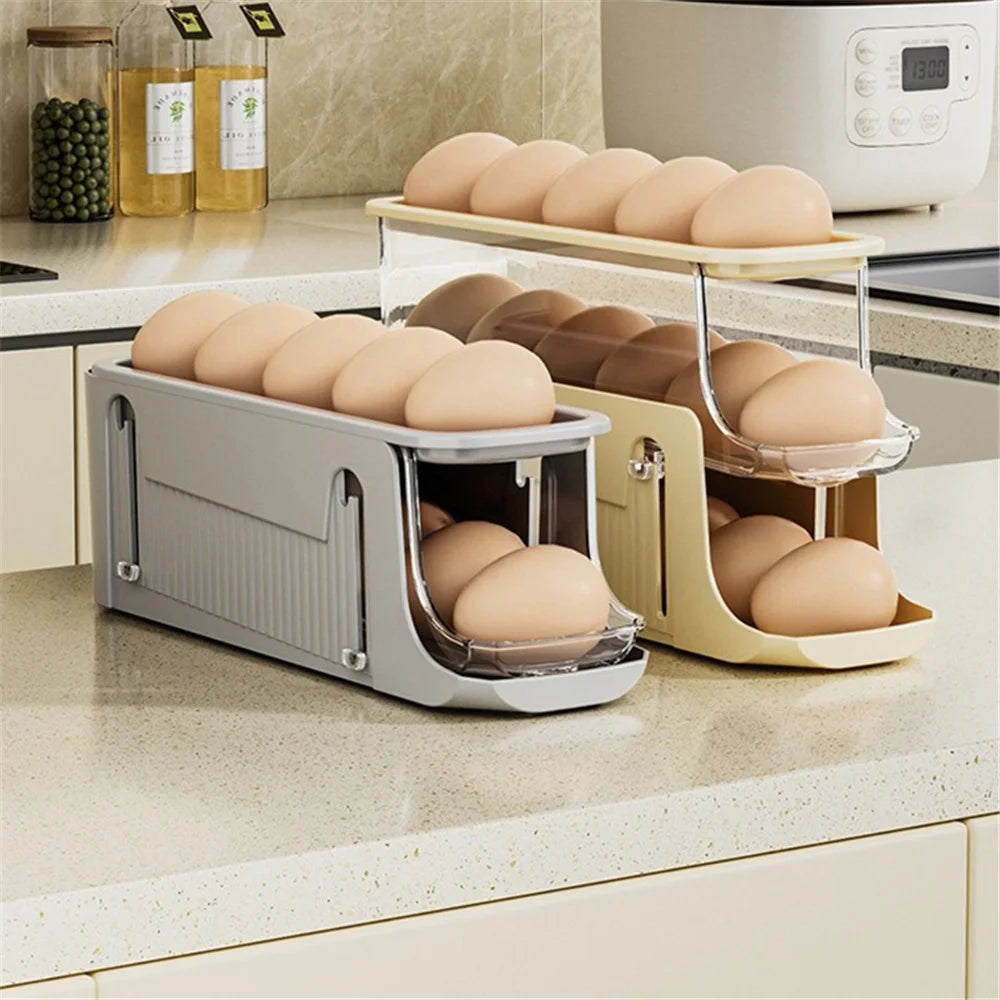 TY-29010 Auto Rolling Design Refrigerator Egg Holder 3-Layer 17 Eggs Container Storage Box (BPA-Free, No FDA) - Yellow - 7