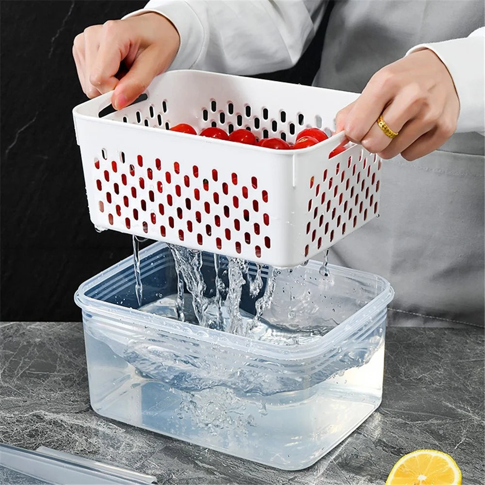 TY-30002 1750ML Clear PP Refrigerator Food Organizer Container Bin with Basket (BPA-Free, No FDA) - 5
