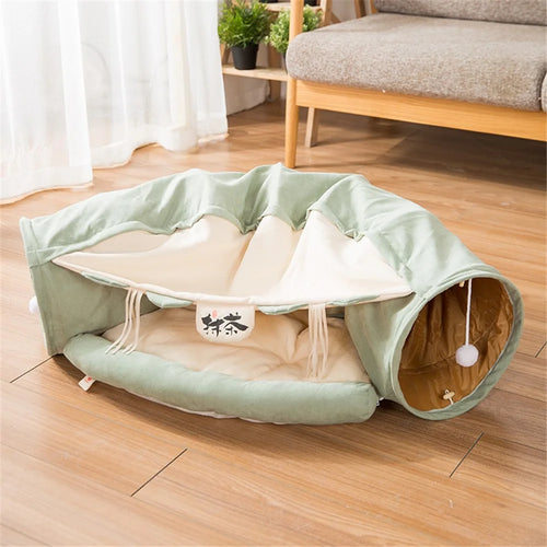 Cat Tunnel Pet Toy Universal Cat Toy Callout Paper Folded Cat Tunnel - Green - 1