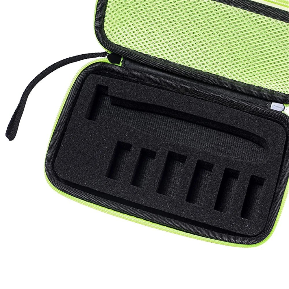 Shaver Razor Holder Storage Bag for Philips OneBlade QP2530 / 2520, Shockproof EVA Travel Carrying Case - Black / Green Liner - 7