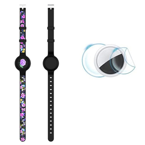 Silicone Pet Collar with Protective Case for AirTag Bluetooth-compatible Tracker Adjustable Neck Strap, with Front Back Film Set - Violet - 1