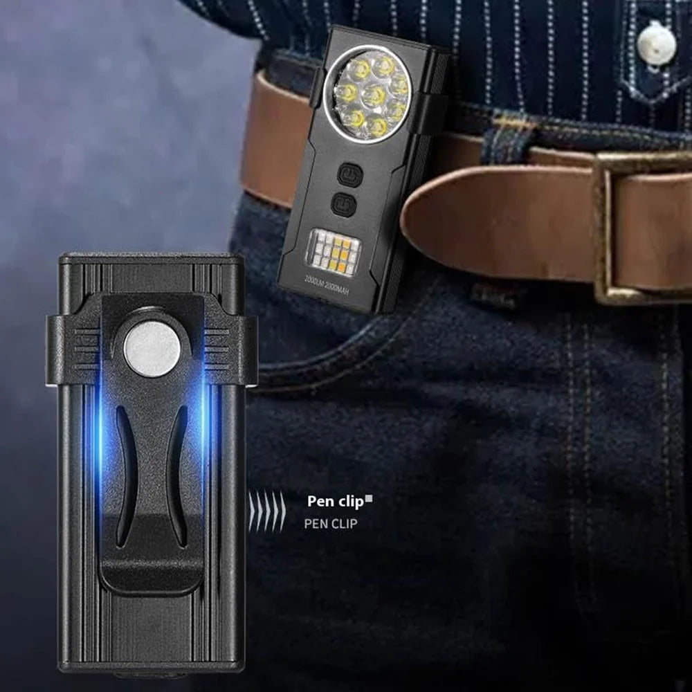 D85 Magnetic 2000 Lumens Mini Keychain Work Light Flashing Warning Lamp with Detachable Clip - 6