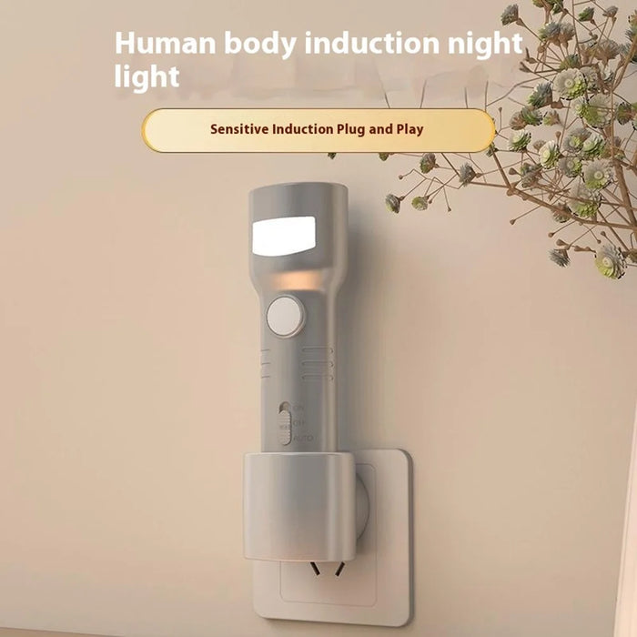 Smart LED Night Light EU Plug Motion Sensor Rechargeable Emergency Lamp Portable Flashlight Dimmable - 5