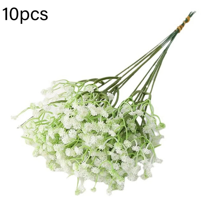 10Pcs Artificial Plastic Babys Breath Flower Stems Photography Props Arrangements Wedding Decor - 1