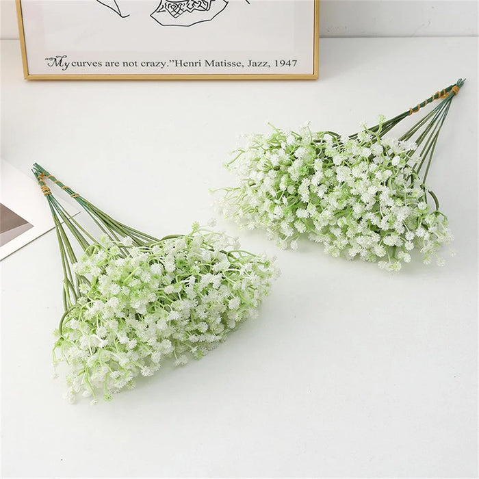 10Pcs Artificial Plastic Babys Breath Flower Stems Photography Props Arrangements Wedding Decor - 4
