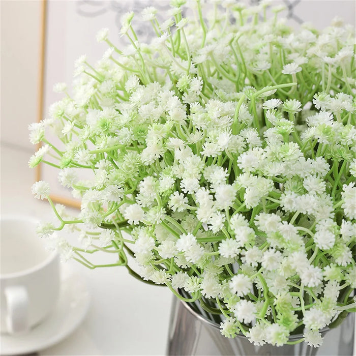 10Pcs Artificial Plastic Babys Breath Flower Stems Photography Props Arrangements Wedding Decor - 5