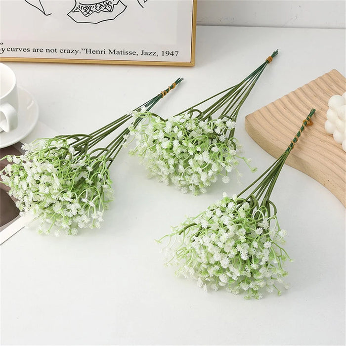 10Pcs Artificial Plastic Babys Breath Flower Stems Photography Props Arrangements Wedding Decor - 6
