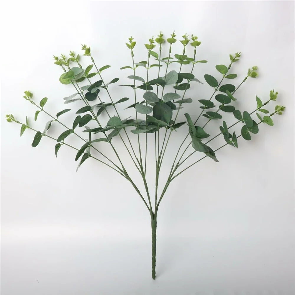 2Pcs Artificial Eucalyptus 16 Heads Faux Plants Greenery Home Hotel Decor - 3