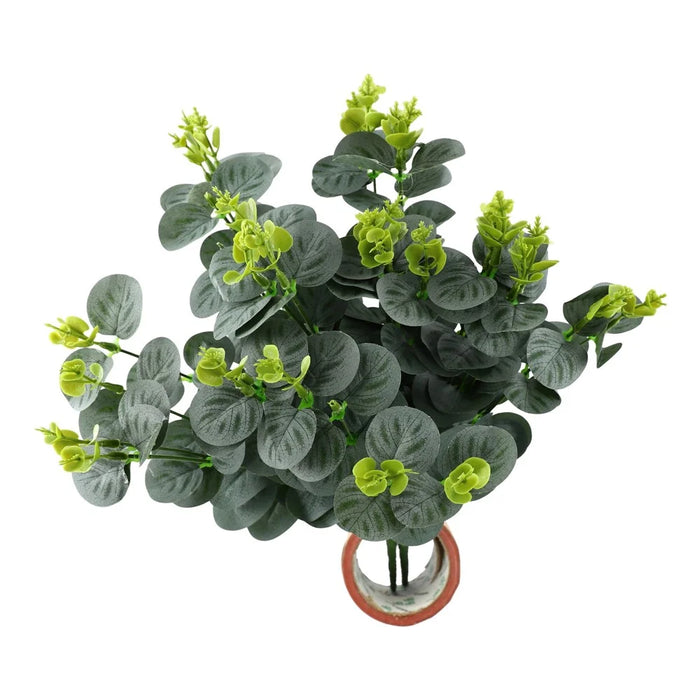 2Pcs Artificial Eucalyptus 16 Heads Faux Plants Greenery Home Hotel Office Decor - 6