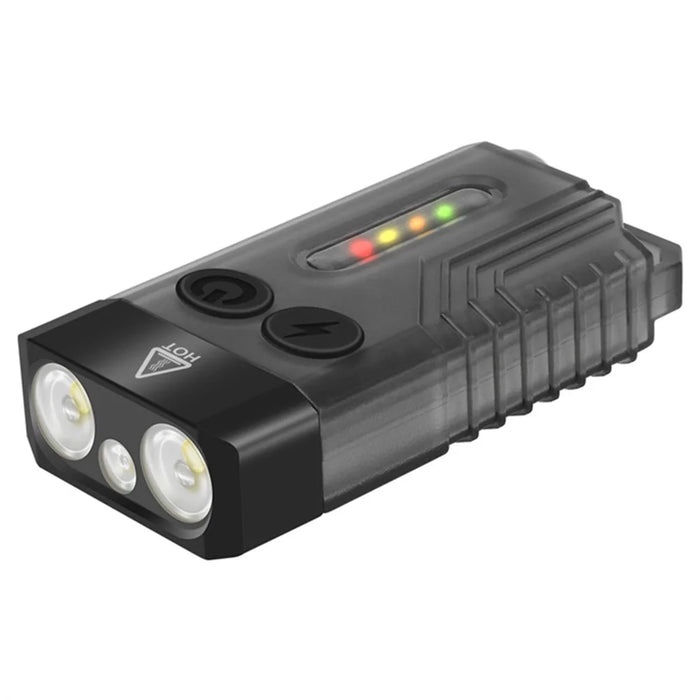 V10 Mini EDC Flashlight Multifunction 365nm UV Identification Work Light with Warning Alarm - Transparent Black - 1