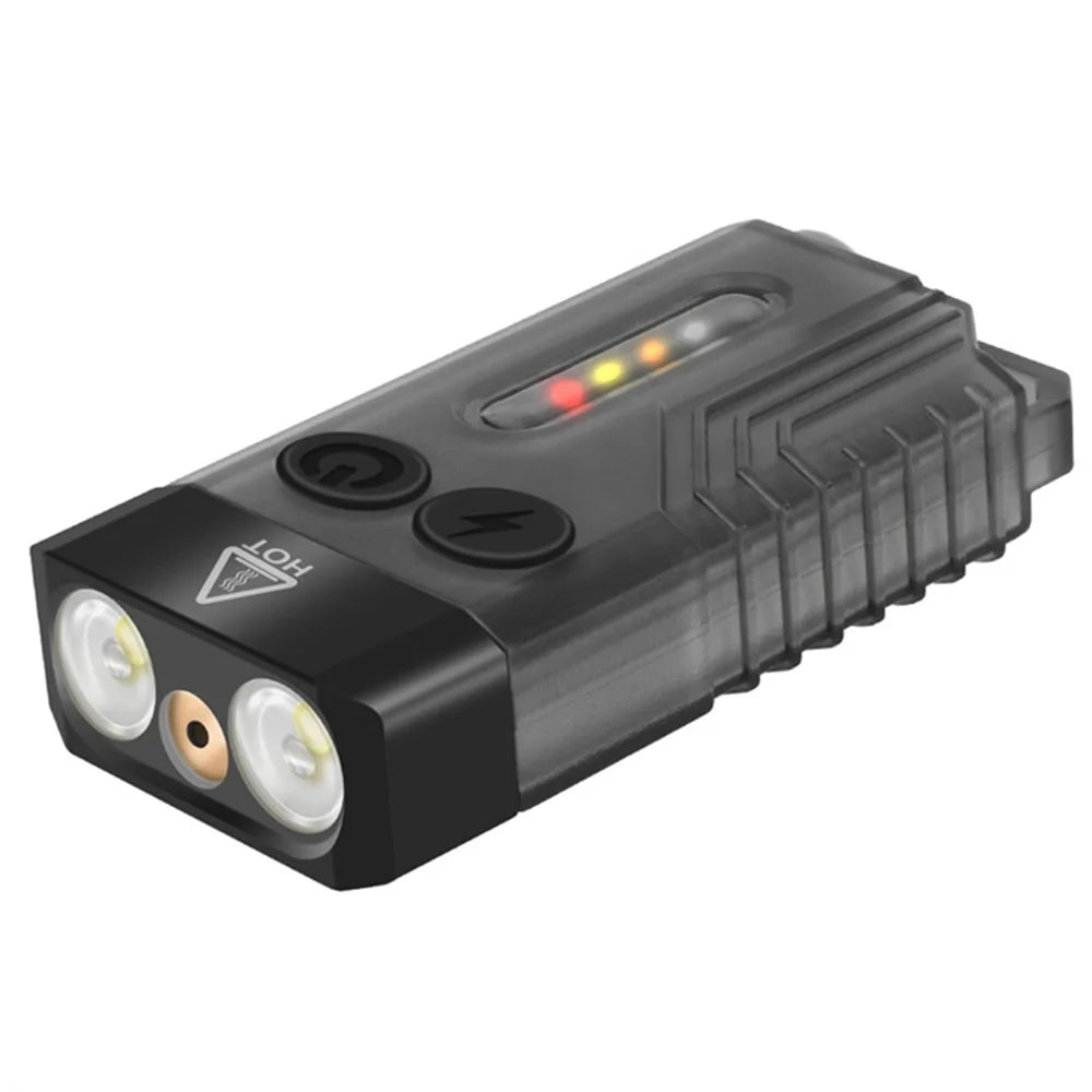 V10L Mini Laser Pointer Flashlight Buzzer Sound Light Warning Safety Defense Magnetic Work Light - Transparent Black - 1