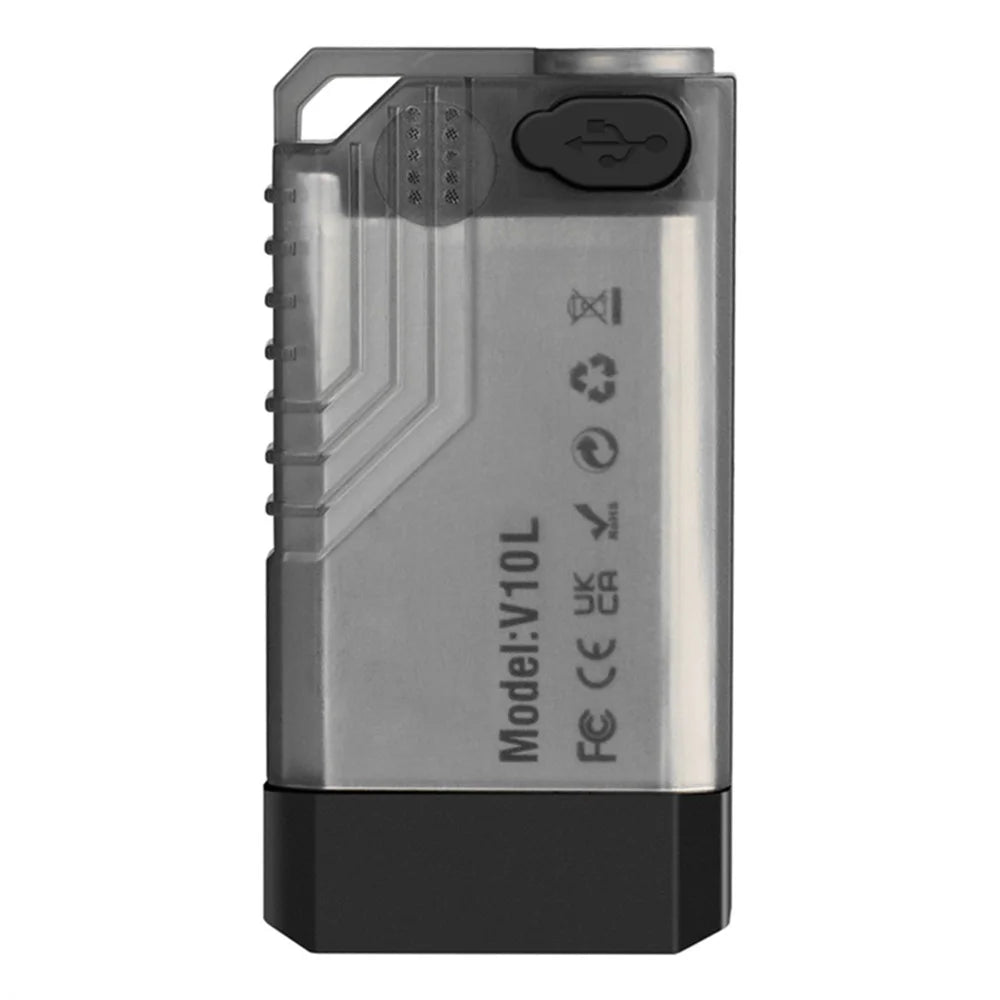 V10L Mini Laser Pointer Flashlight Buzzer Sound Light Warning Safety Defense Magnetic Work Light - Transparent Black - 2
