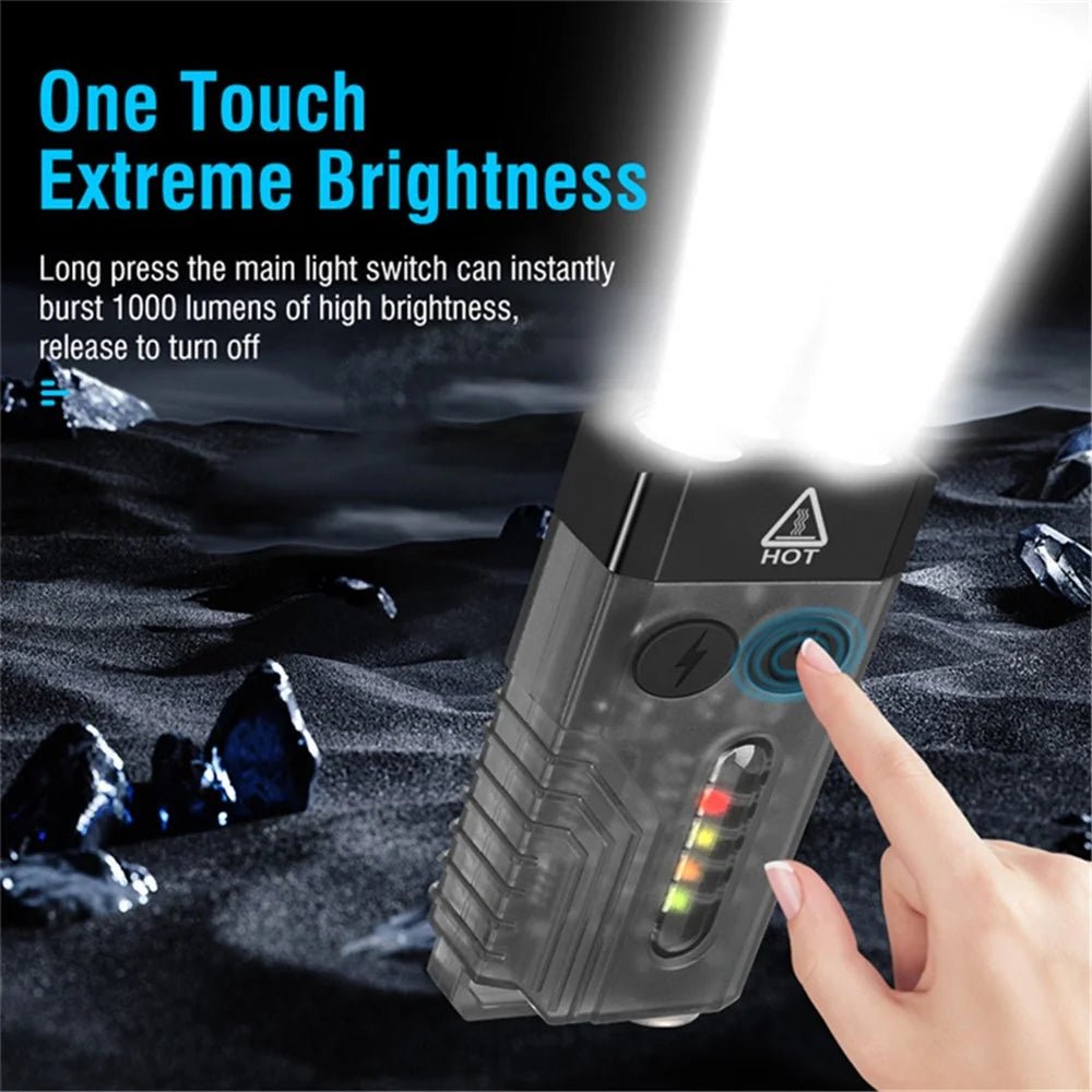 V10L Mini Laser Pointer Flashlight Buzzer Sound Light Warning Safety Defense Magnetic Work Light - Transparent Black - 6