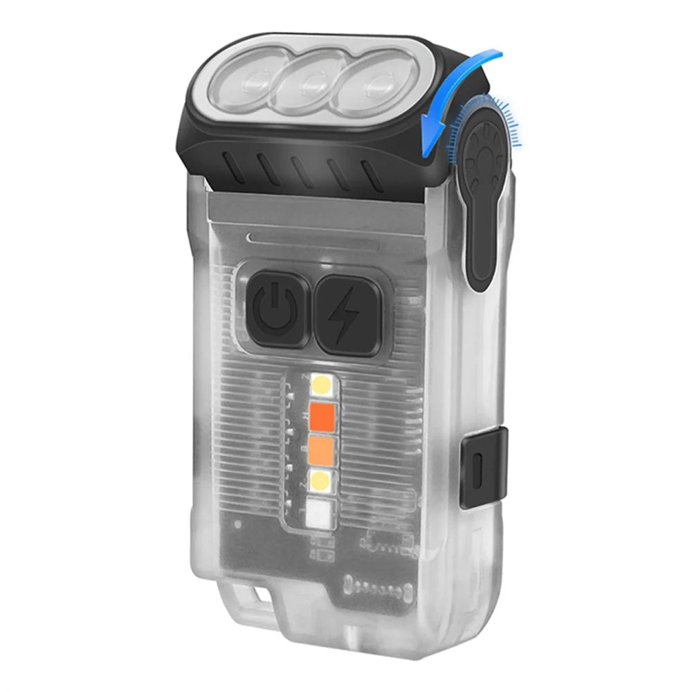 V15 Mini Portable Flashlight 1200LM Adjustable Head with Clip Work Light - Fluorescent White - 1