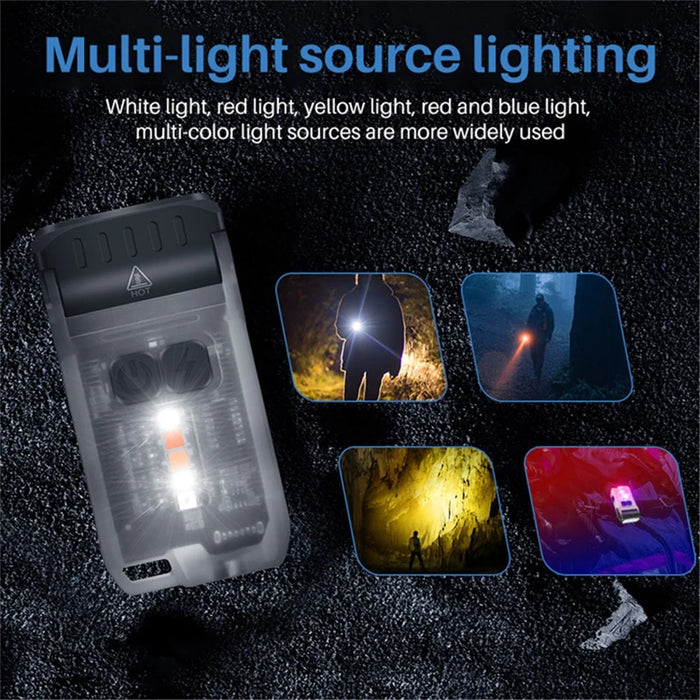 V15 Mini Portable Flashlight 1200LM Adjustable Head with Clip Work Light - Fluorescent White - 3